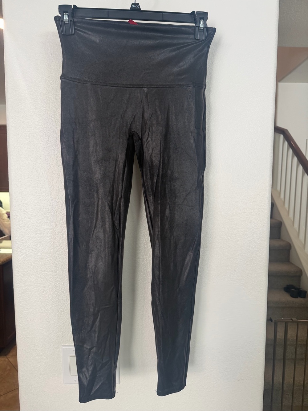 SPANX High-Waist Faux Leather-Look Leggings - Black